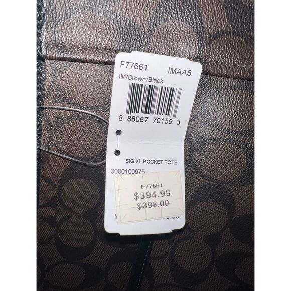 🔥🎁NWT! Coach Sig XL Pocket Tote Handbag Brown/Black F77661 Msrp:$398.00 - Picture 9 of 9